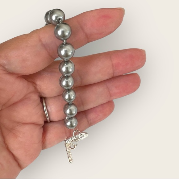 Genuine Gray shell pearl bracelet silver plated Tagle - Picture 7 of 9